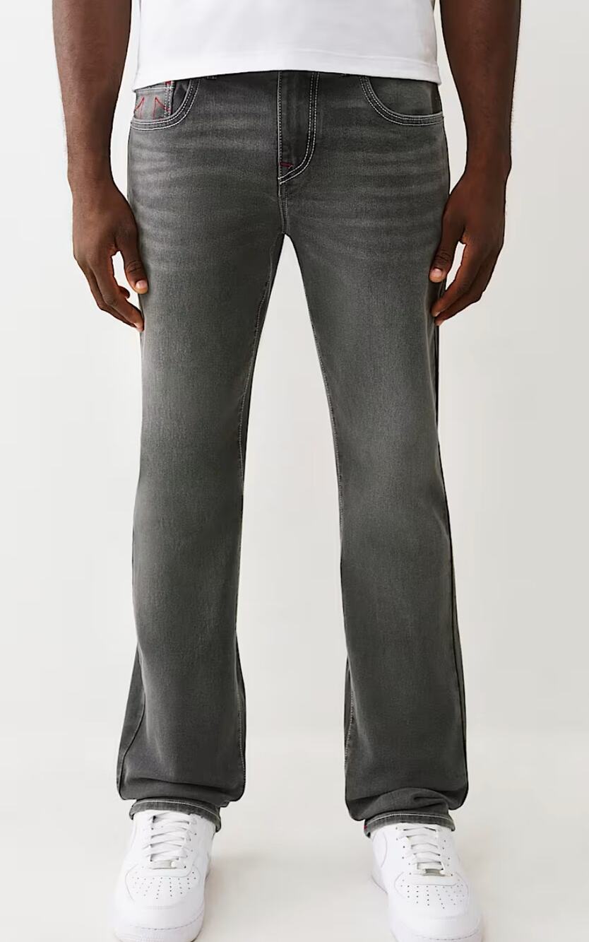 True Religion Ricky Relaxed-Fit Straight Denim Jean Grey Smores 33